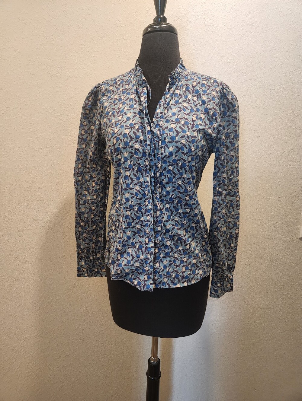 Bagutta Blue Floral Button-Down Shirt